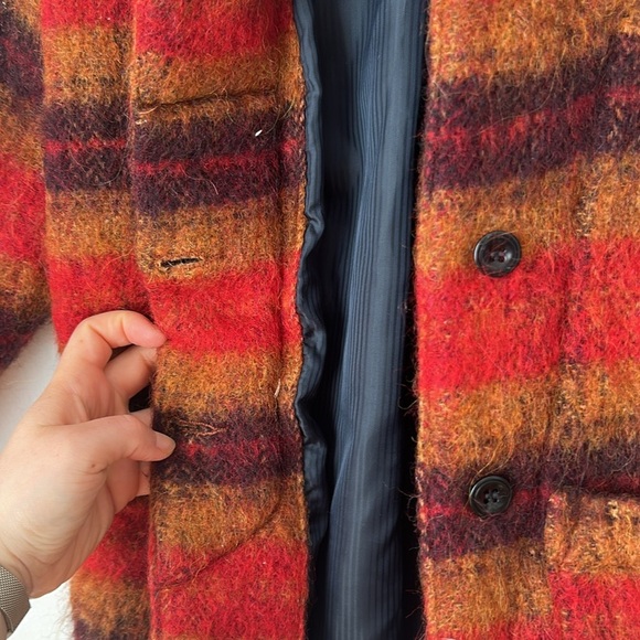 Repose AMS girls size 6 peacoat wool mohair alpaca blend red plaid - Picture 4 of 8